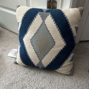 American Eagle Outfitters Blue and Cream Geometric Accent Pillow